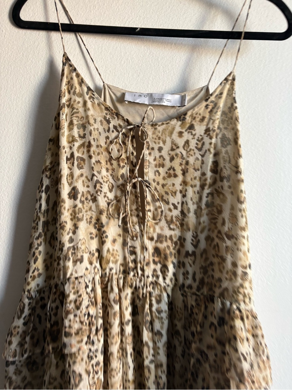 IRO Sz 8 (40) Buzon 100% Silk Leopard Print Tiered Mini Dress - Picture 3 of 10